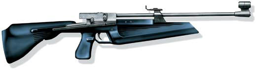 Пружинно-поршневая однозарядная винтовка Иж-60 с взведением боковым рычагом, Россия.