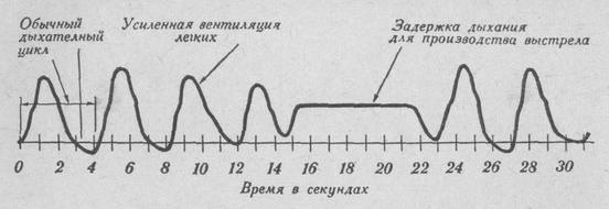 Схема задержки дыхания при производстве выстрела